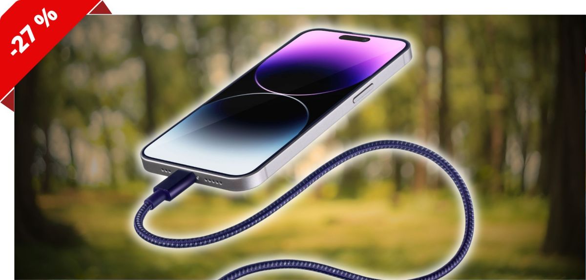 Smartphone an einem Kabel