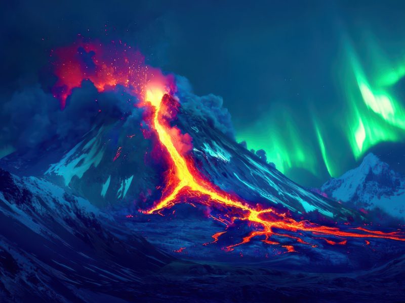 Vulkanausbruch in der Antarktis. (KI-Bild)