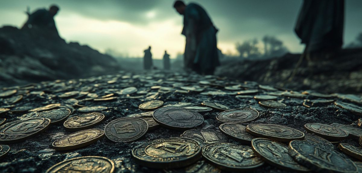 Männer graben an einem archäologischen Fund (KI-generiertes Bild).