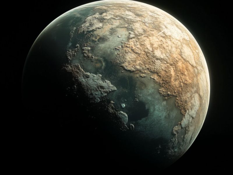 KI-Render eines Planeten, auf dem außerirdisches Leben möglich sein könnte (KI-generiertes Bild).