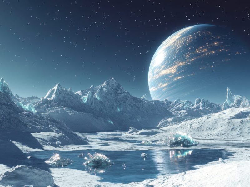 KI-Render vom Ausblick auf einen Exoplaneten