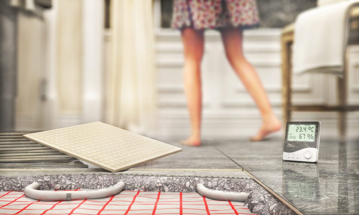 Ansicht der Steuerung einer Fußbodenheizung (3D-Render).