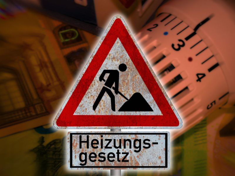 Baustellenschild mit der Aufschrift 