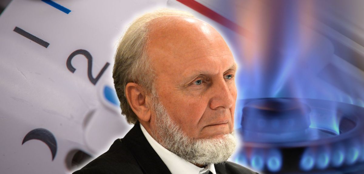 Hans-Werner Sinn vor einem Heizungsregler