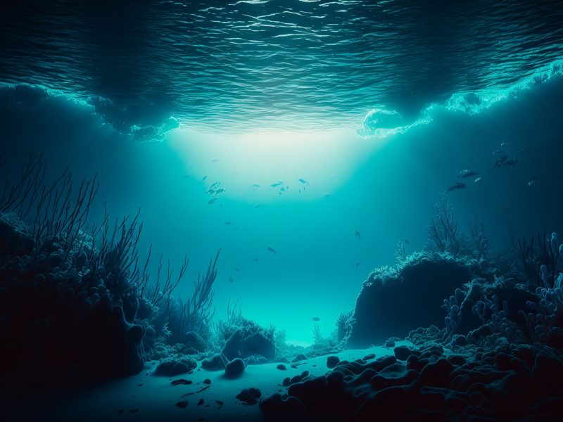 KI-generiertes Bild einer Unterwasserlandschaft.