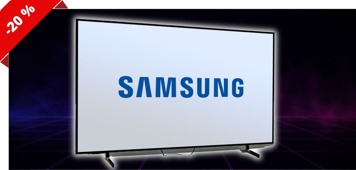 Auf einem Fernseher wird das Samsung-Logo angezeigt.