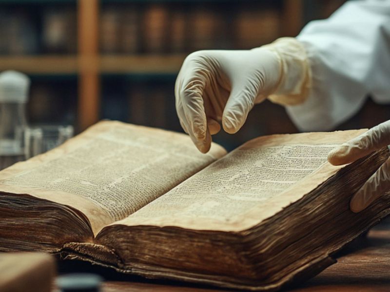 Forscher analysiert einen archäologischen Fund (KI-generiertes Bild).