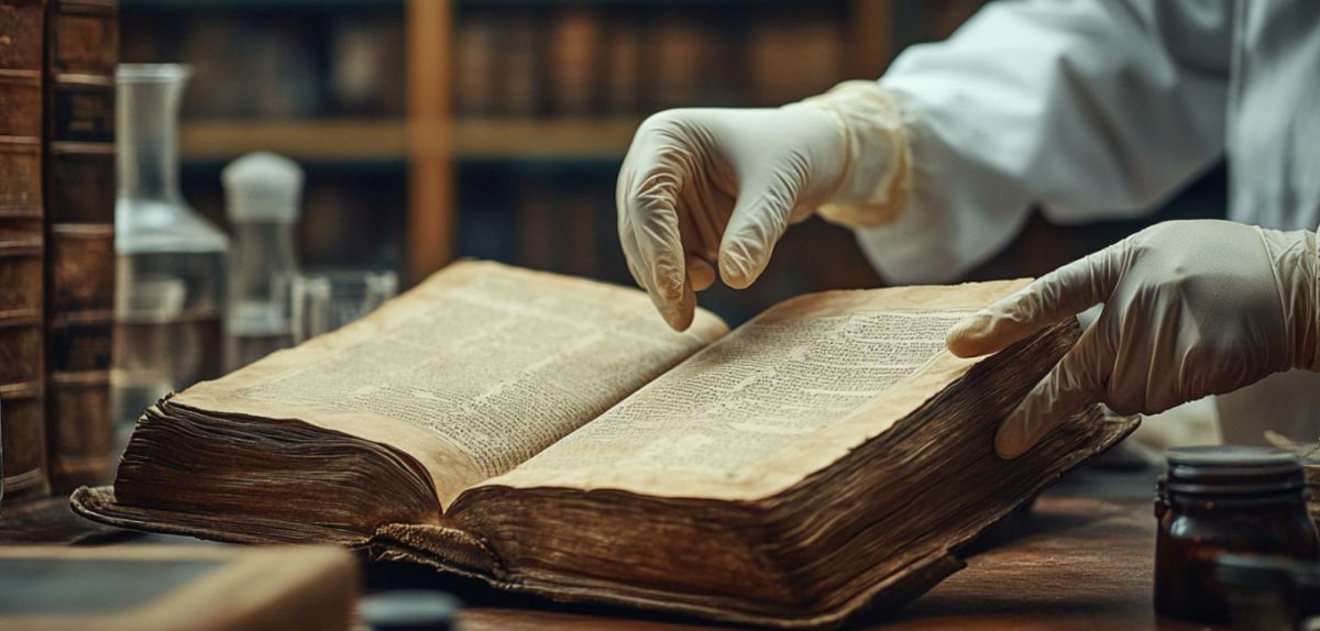 Forscher analysiert einen archäologischen Fund (KI-generiertes Bild).