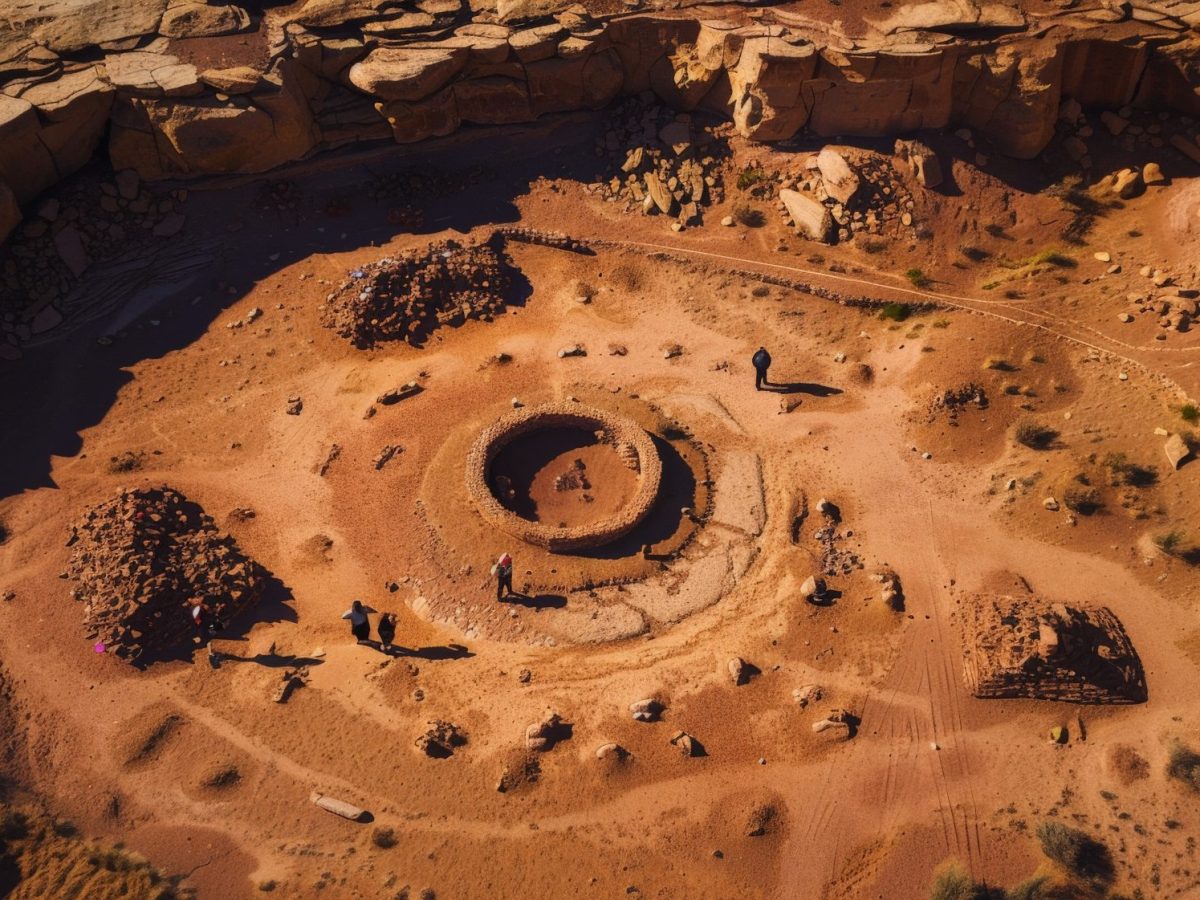 KI-generiertes Bild von Ruinen in der Prärie von New Mexico.
