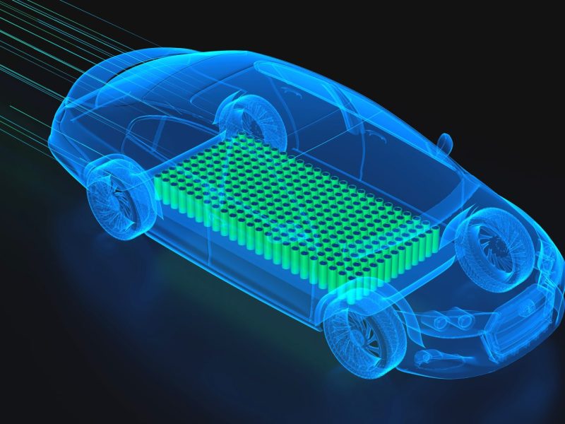 Computermodell eines Elektroautos.