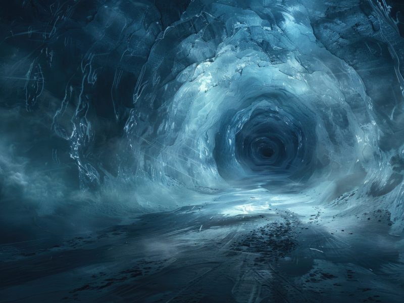 KI-generiertes Bild einer Höhle im Eis.