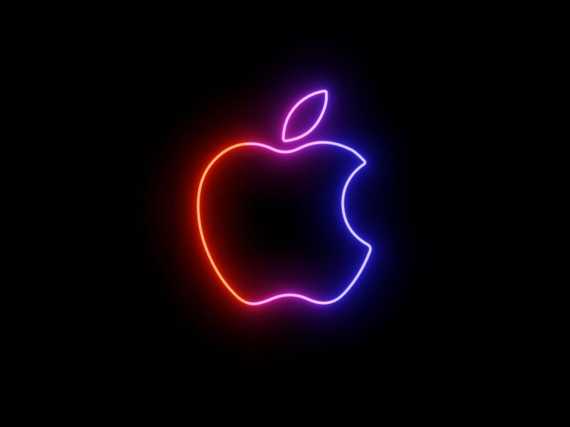 Apple-Logo auf schwarzem Grund.