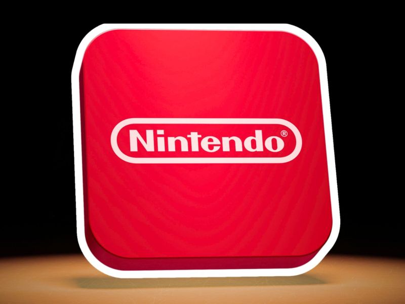 Nintendo-Logo vor einem schwarzen Hintergrund