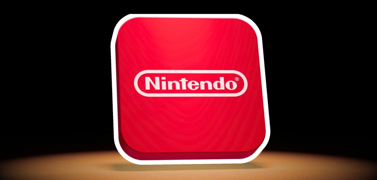Nintendo-Logo vor einem schwarzen Hintergrund