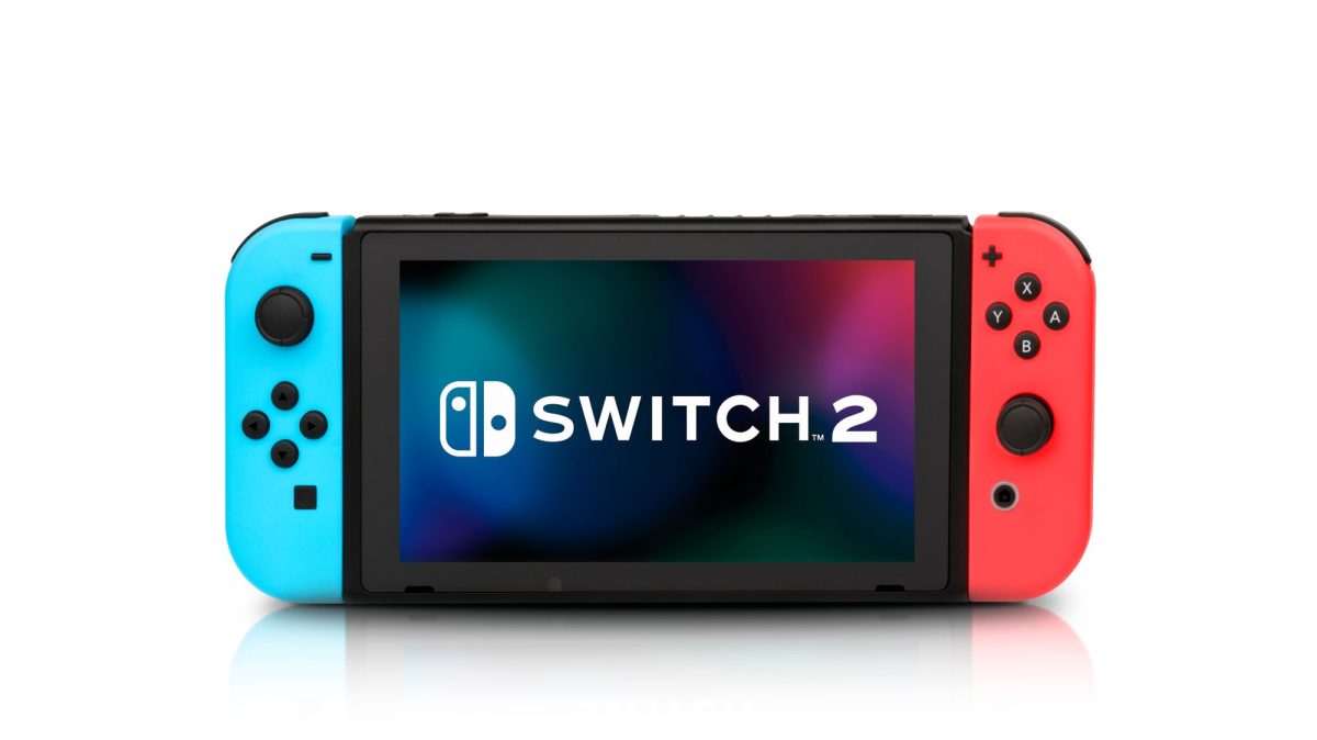 Nintendo Switch. Auf dem Display steht Nintendo Switch 2.