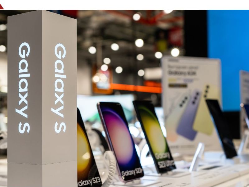 Samsung-Galaxy-Stand in einem Geschäft.
