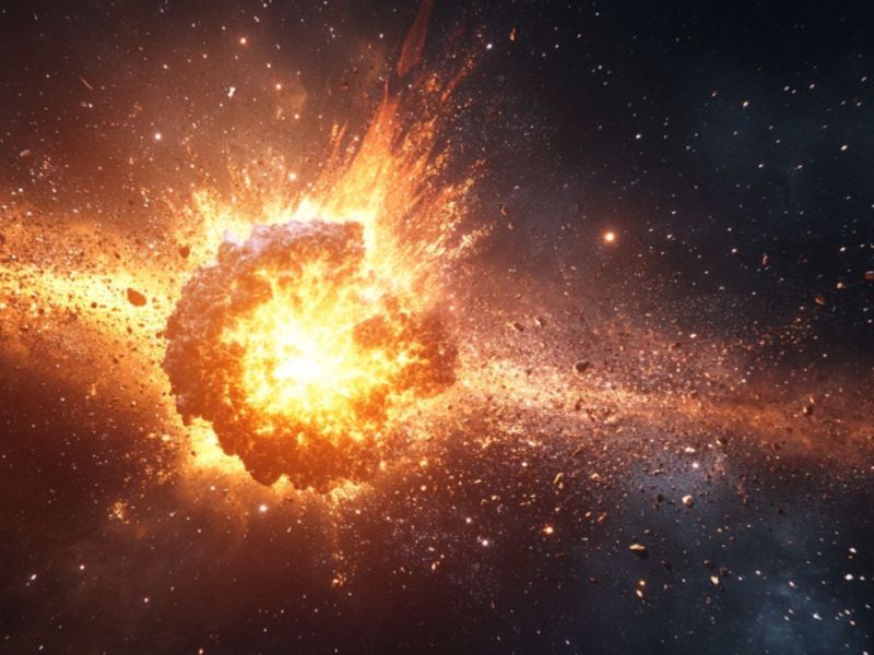 Explosion mitten im Weltall (KI-generiertes Bild).