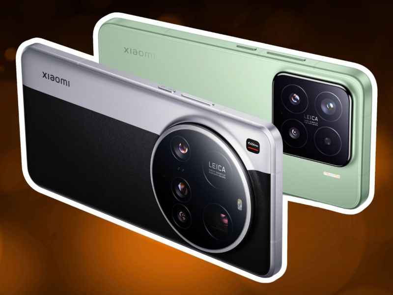 Das Xiaomi 15 und das Xiaomi 15 Ultra vor einem orange-schwarzen Hintergrund