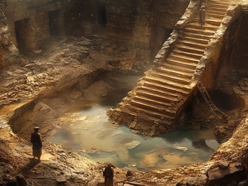 Ein unterirdisches Bad als archäologischer Fund (KI-generiertes Bild)