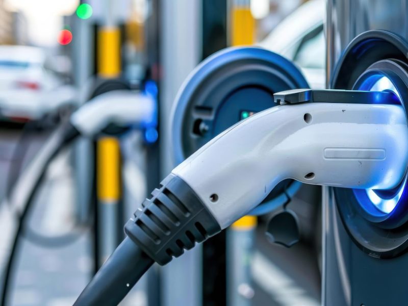 KI-generiertes Bild von Ladesäulen für Elektroautos.