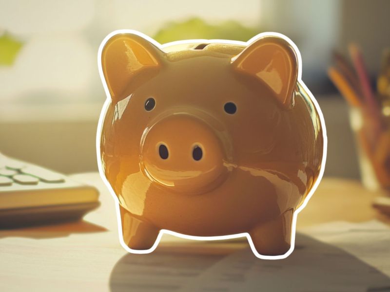 Sparschwein auf einem Schreibtisch