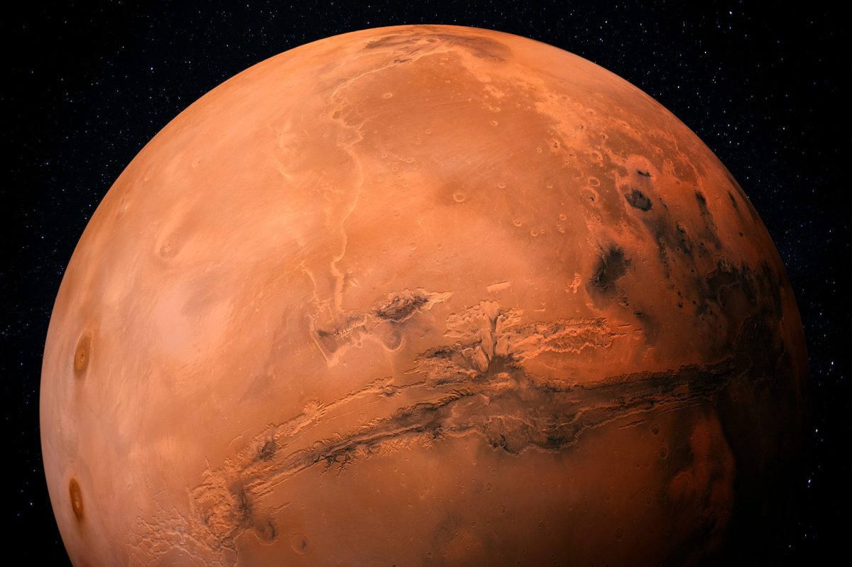 Ansicht vom Mars im Weltall.