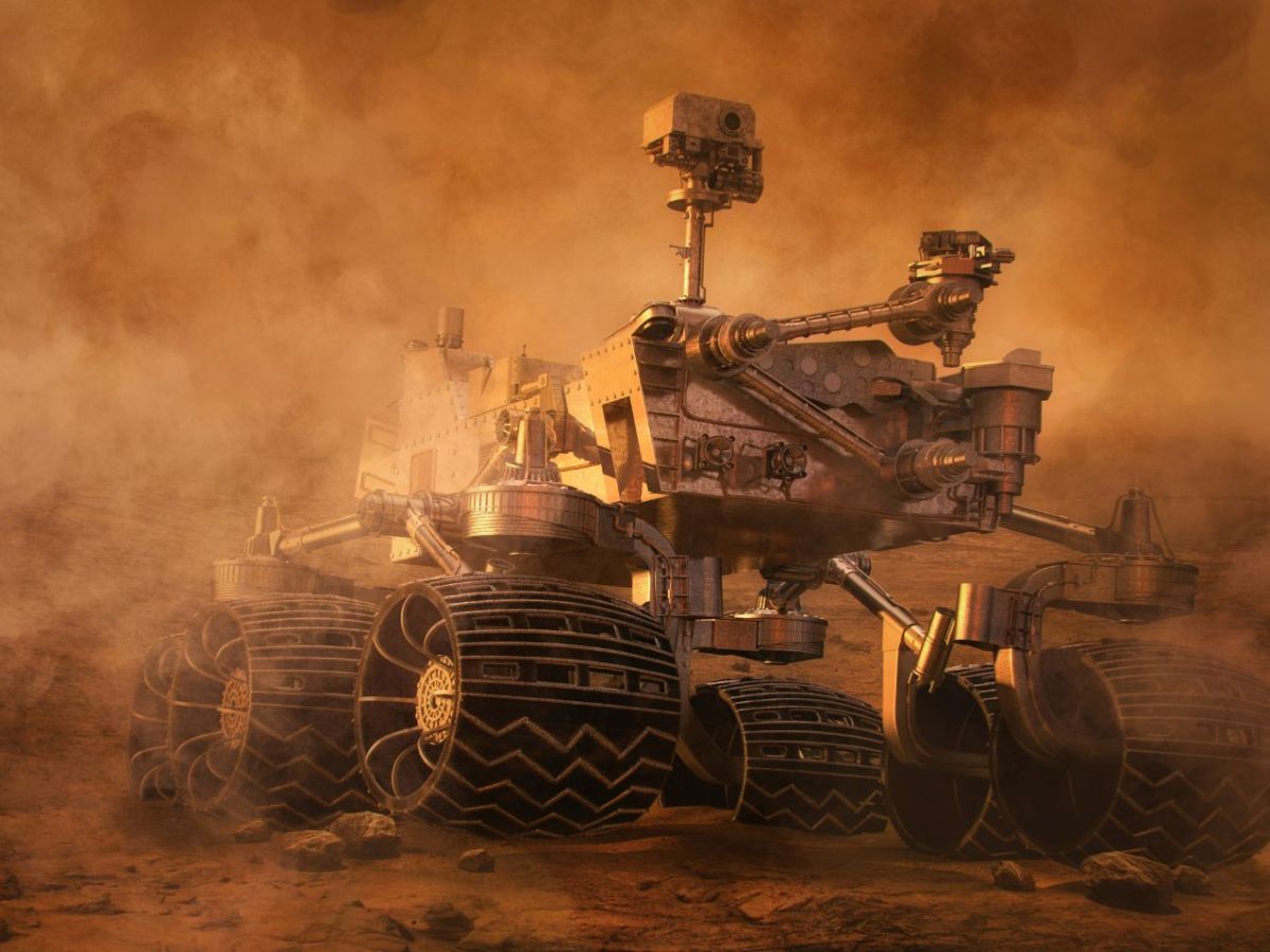 Mars-Rover in einem Staubsturm