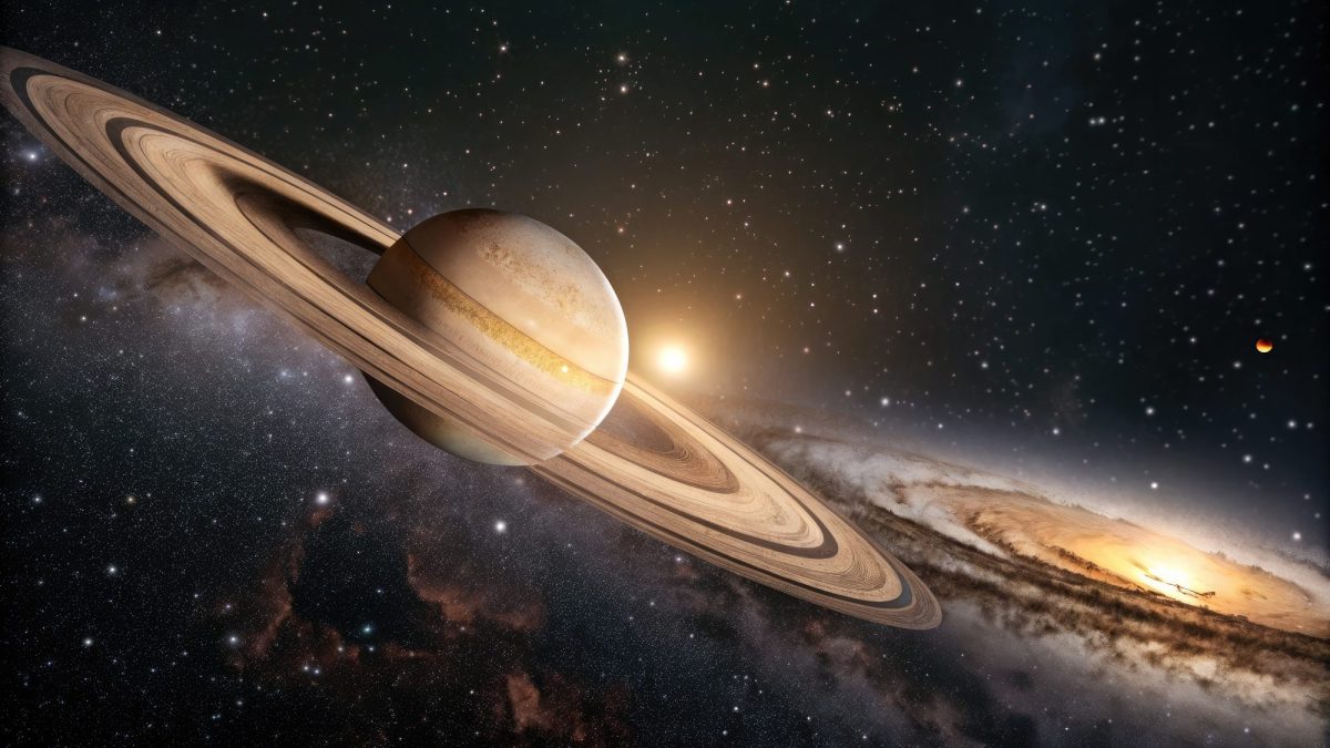 KI-generiertes Bild des Saturns im Weltall.