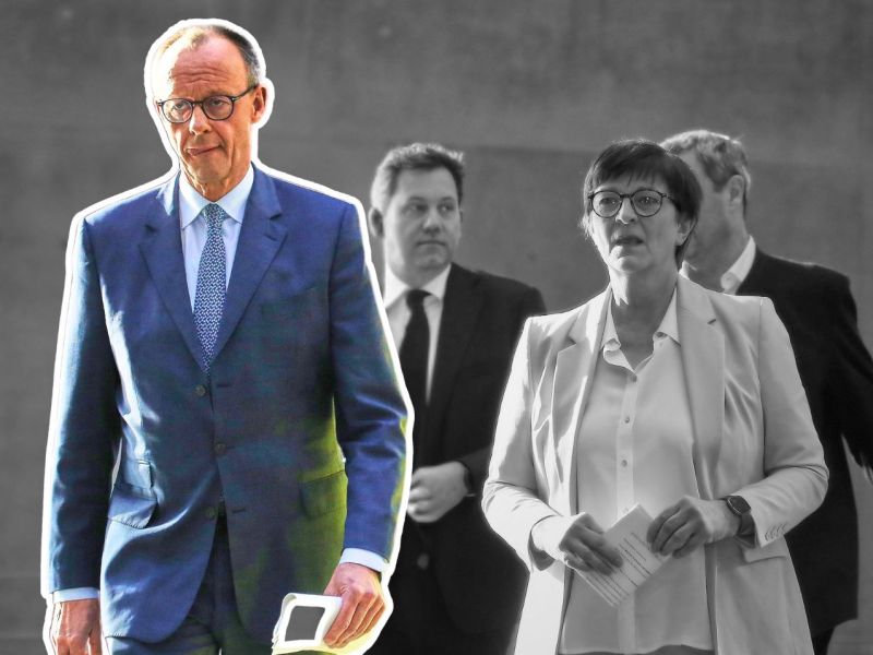 L R Friedrich Merz, Lars Klingbeil, Saskia Esken, Markus Söder