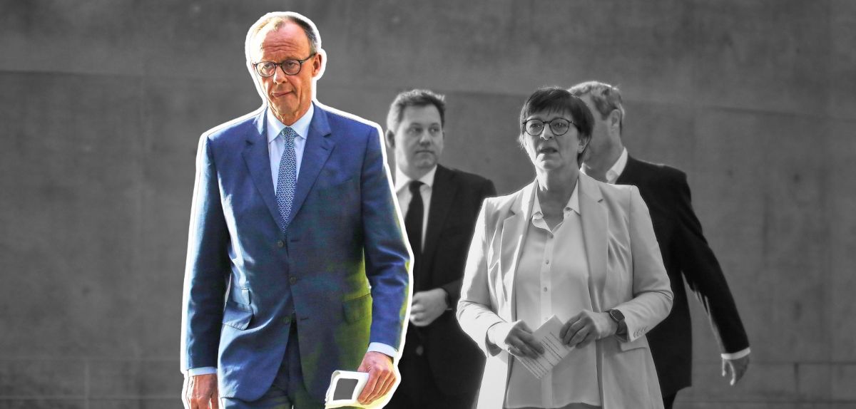 L R Friedrich Merz, Lars Klingbeil, Saskia Esken, Markus SÃ¶der