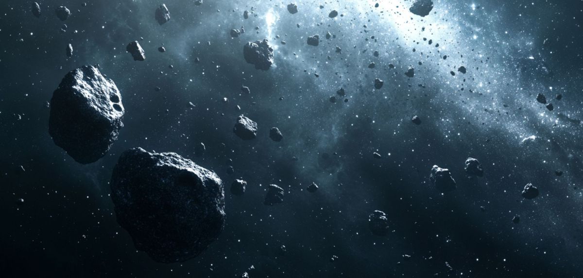 Objekte fliegen im Sonnensystem herum (KI-generiertes Bild)