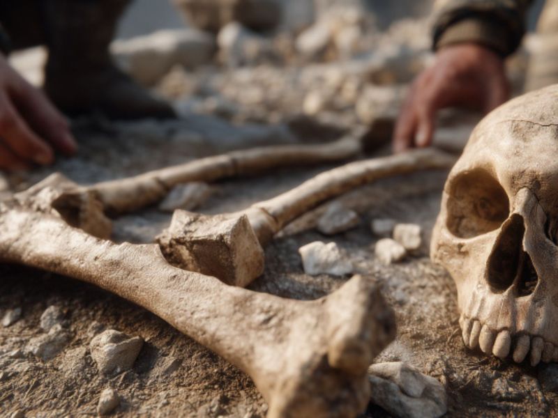 Skelett-Teile als archäologischer Fund (KI-generiertes Bild).