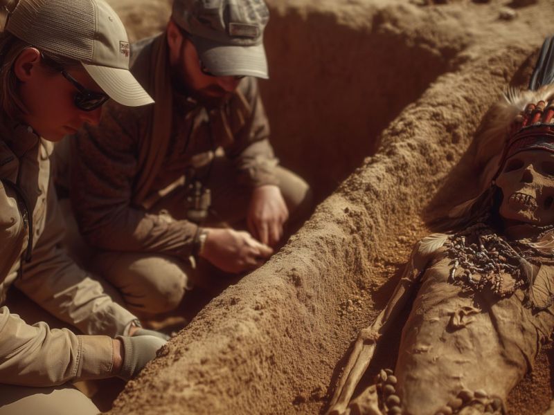 Forscher bei einem archäologischen Fund (KI-generiertes Bild).