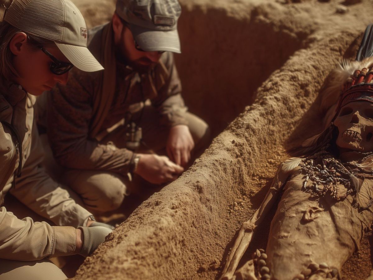 Forscher bei einem archäologischen Fund (KI-generiertes Bild).