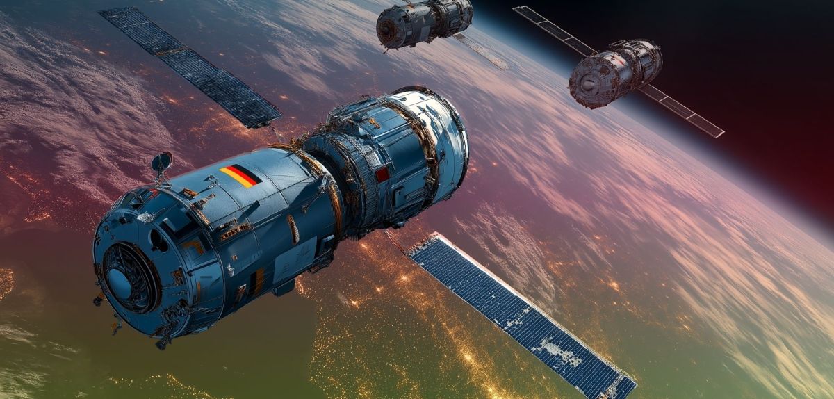 Satelliten im Orbit der Erde (KI-generiert)