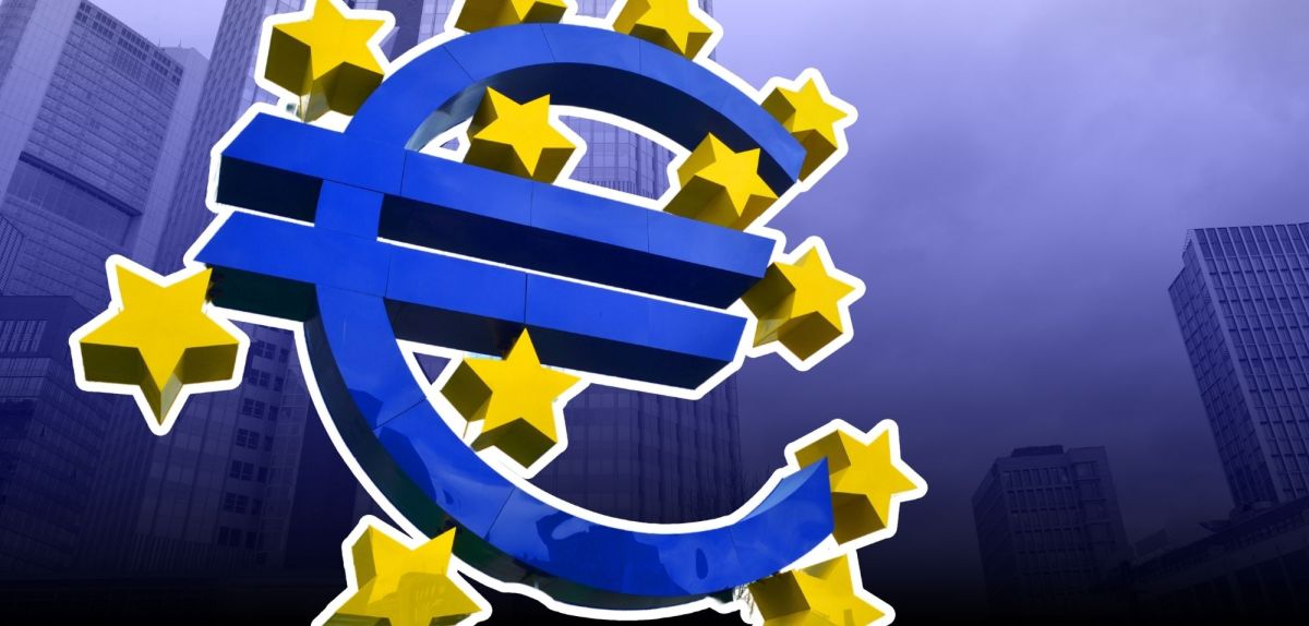 Euro.-Logo vor der EZB