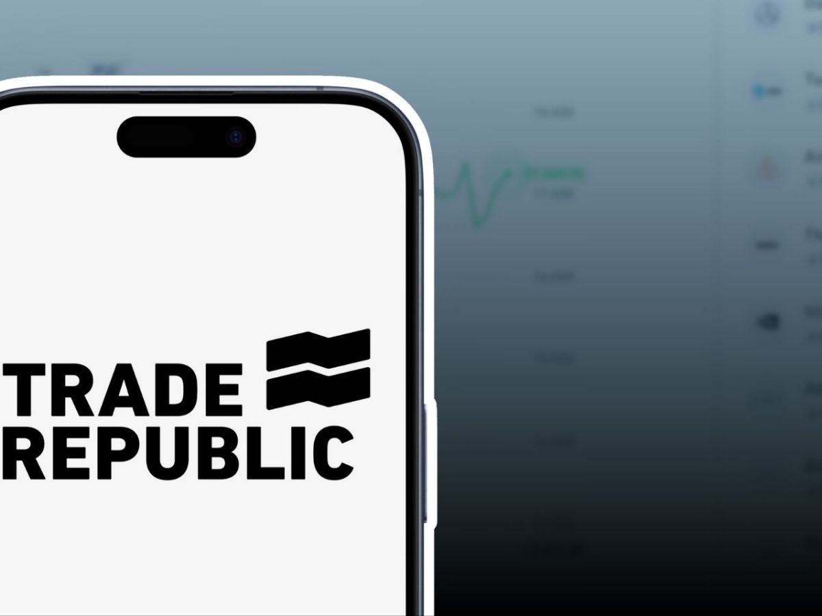 Trade Republic-Logo auf einem Smartphone