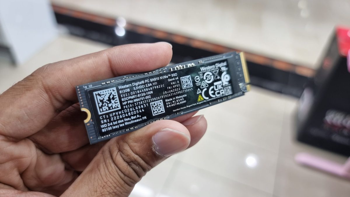 Person hält SSD von WD Black in der Hand.
