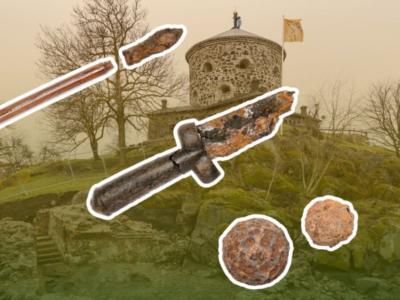 Archäologische Funde vor Skansen Lejonet und Gullbergs Festung mit Keller und Treppenhaus