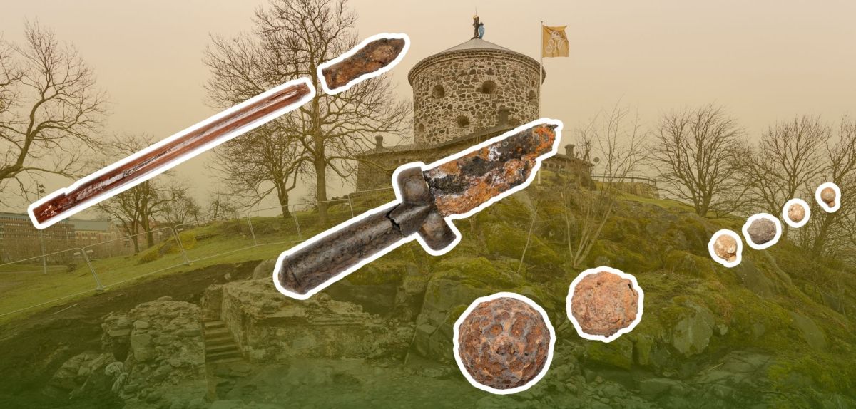 Archäologische Funde vor Skansen Lejonet und Gullbergs Festung mit Keller und Treppenhaus