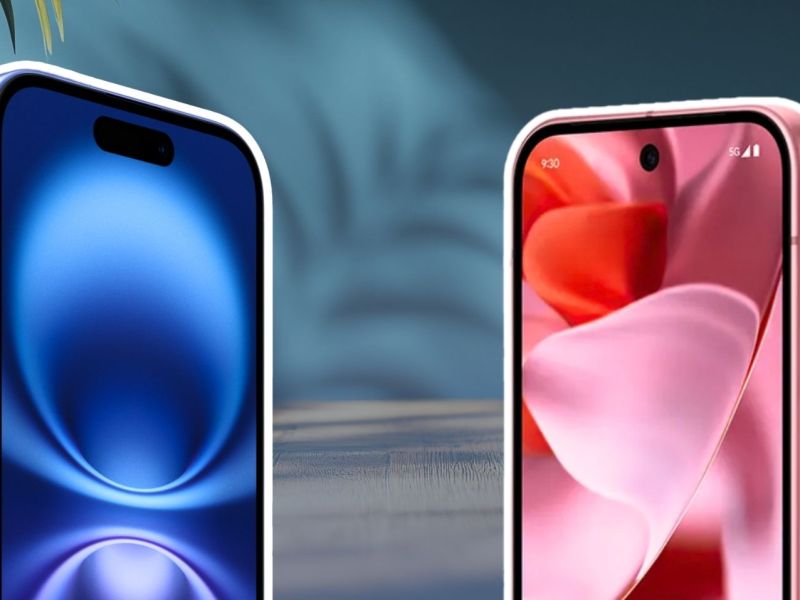 iPhone 16 (l) neben einem Google Pixel 9 (r)
