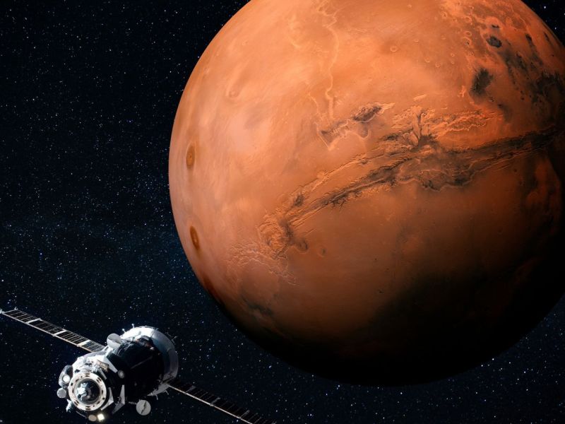 Sonde untersucht den Mars.