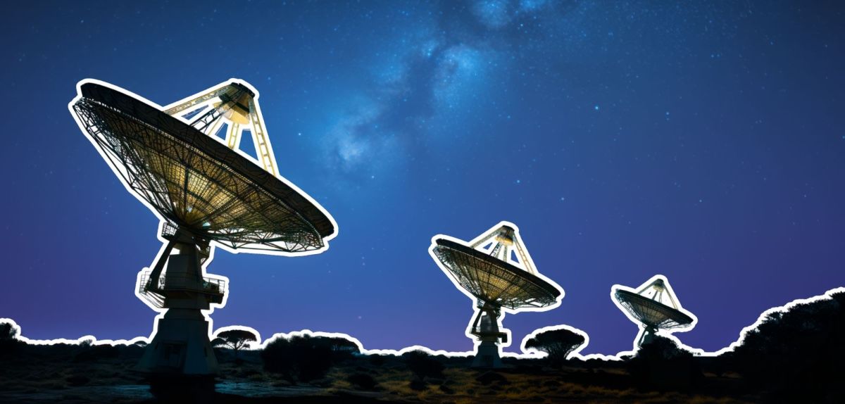 KI-generiertes Bild eines Radioteleskops