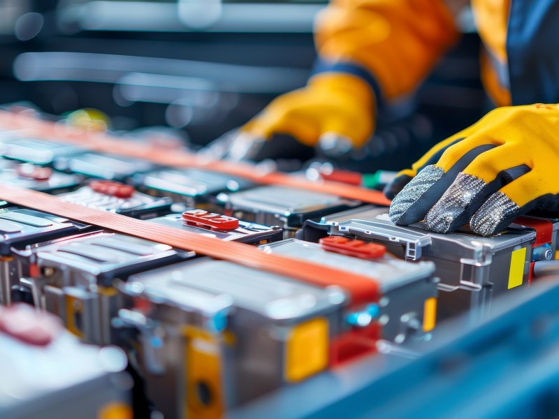 Batterien eines Elektroautos werden überprüft. (KI-generiertes Bild)