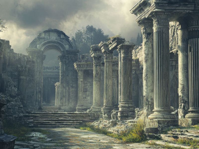 KI-generiertes Bild einer römischen Ruine.