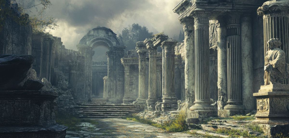 KI-generiertes Bild einer römischen Ruine.