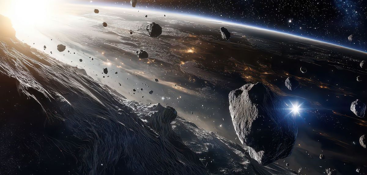 Asteroid im Weltall. (KI-generiertes Bild)