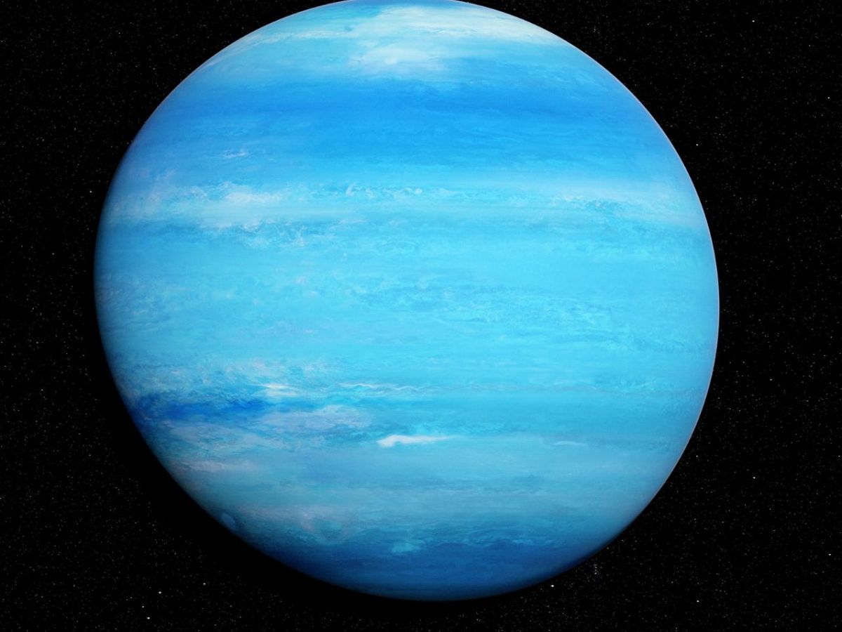 Exoplanet vor dunklem Hintergrund.