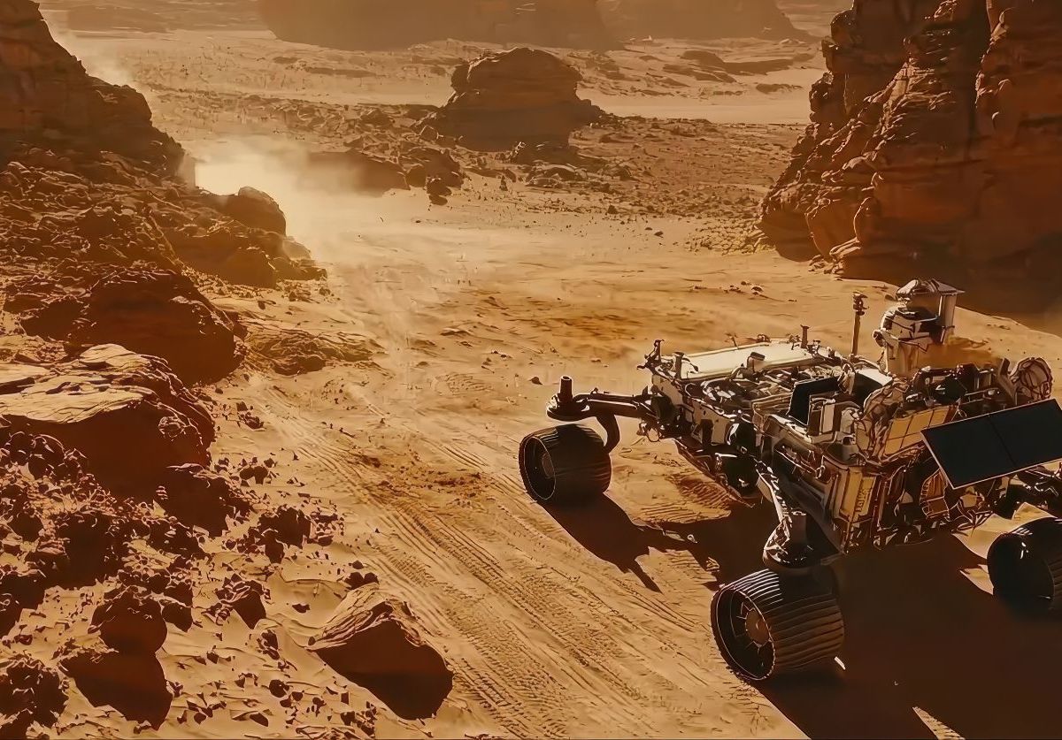 KI-generiertes Bild eines Rovers auf dem Mars.