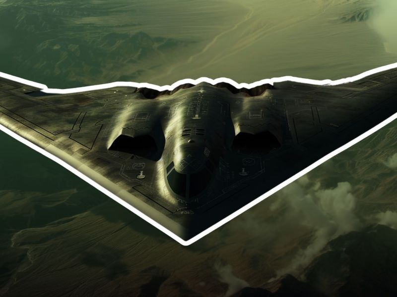 KI-generiertes Bild eines B2-Bombers in der Luft.